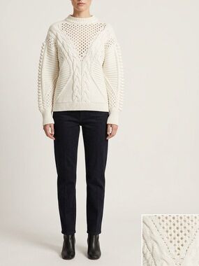Classic White Cable Knit Sweater - Women